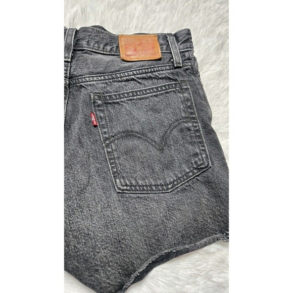 Levi's Black Denim Rhinestone Button Up High-Rise Wedgie Hot Shorts Size 29 - Picture 8 of 12